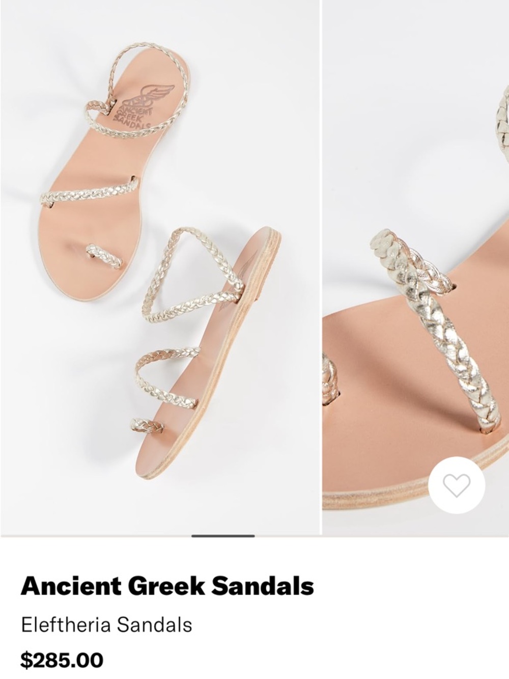 ELEFTHERIA Nappa Platinum Sandals - Metallic Platinum Braided Straps